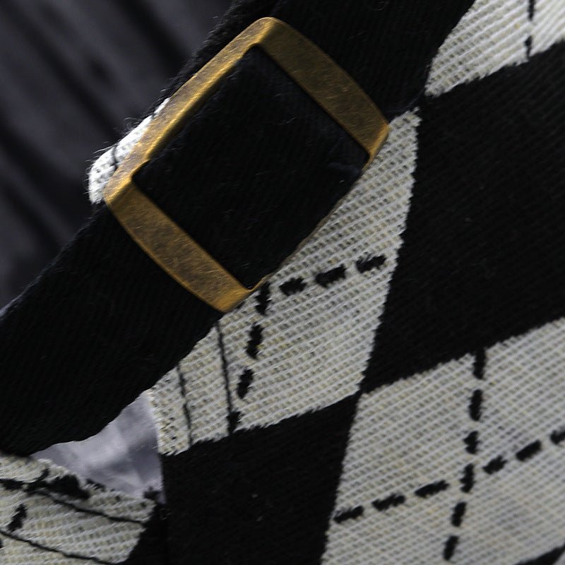 Retro Plaid Cheesecutter Cap – Lightweight Cotton Flat Cap (Adjustable Fit) - Urban Caps