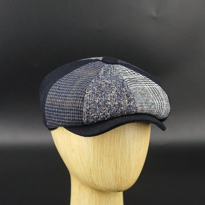 Retro Wool Blend Newsboy Cap – Octagonal Quilted Painter Hat for Women & Men - Urban Caps