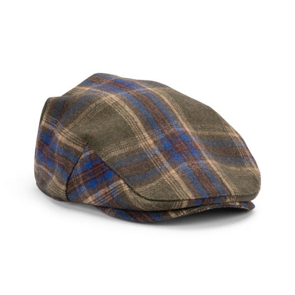 Cap With Neck Romal Roman – Wool Blend Flat Cap with Classic Check Pattern