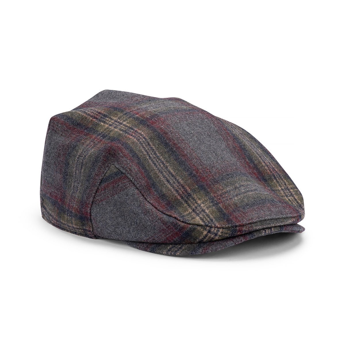 Cap With Neck Romal Roman – Wool Blend Flat Cap with Classic Check Pattern