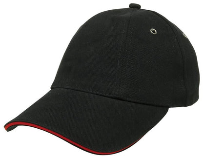 Sandwich Peak Cap – Brushed Cotton, Contrast Trim, Gunmetal Buckle - Urban Caps