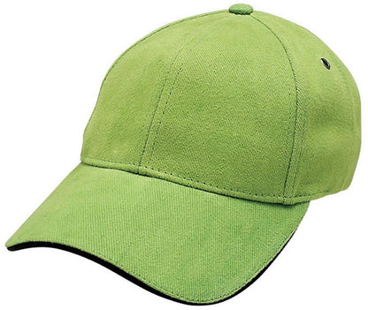 Sandwich Peak Cap – Brushed Cotton, Contrast Trim, Gunmetal Buckle - Urban Caps