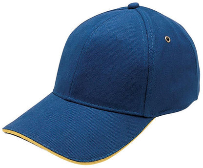 Sandwich Peak Cap – Brushed Cotton, Contrast Trim, Gunmetal Buckle - Urban Caps
