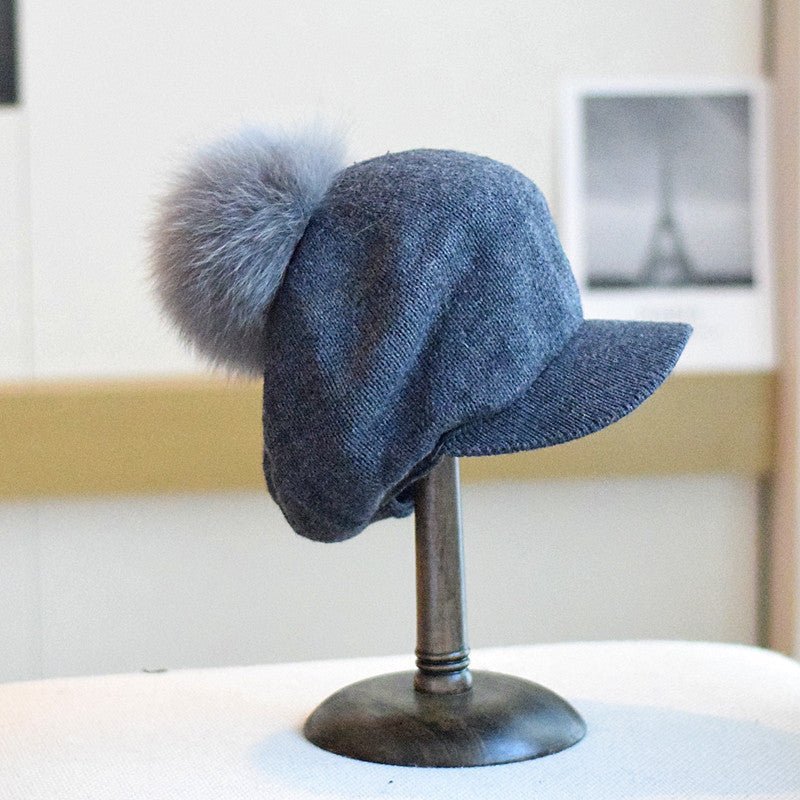 Soft Knitted Wool Ball Beret Retro Korean Type Hat - Urban Caps