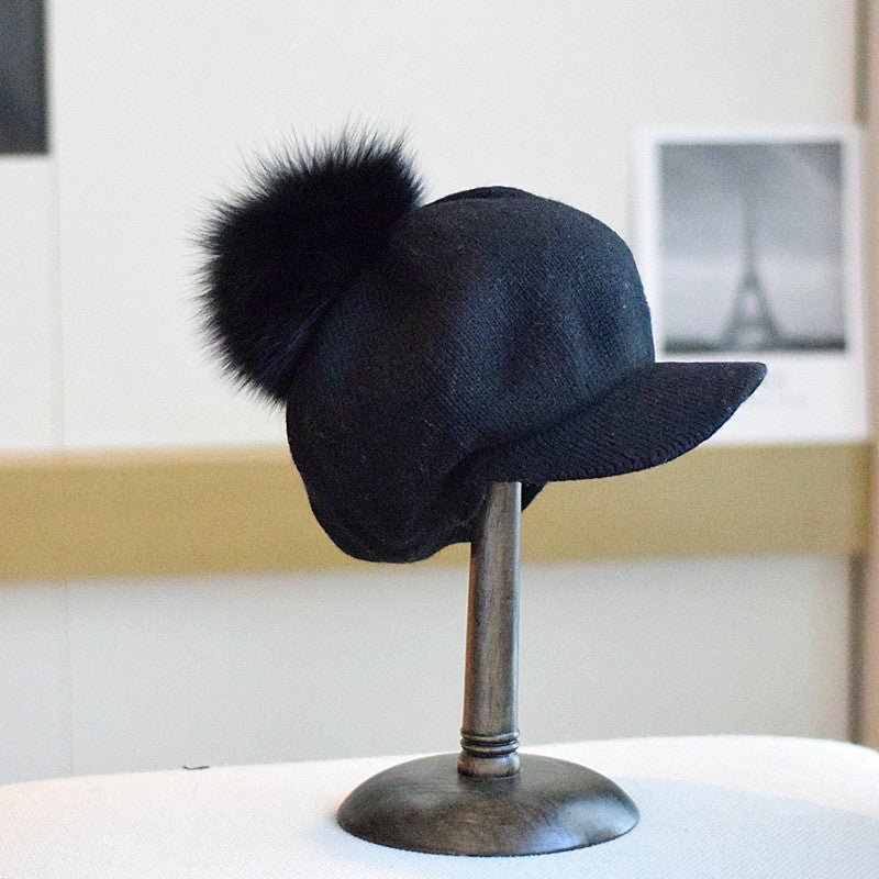 Soft Knitted Wool Ball Beret Retro Korean Type Hat - Urban Caps