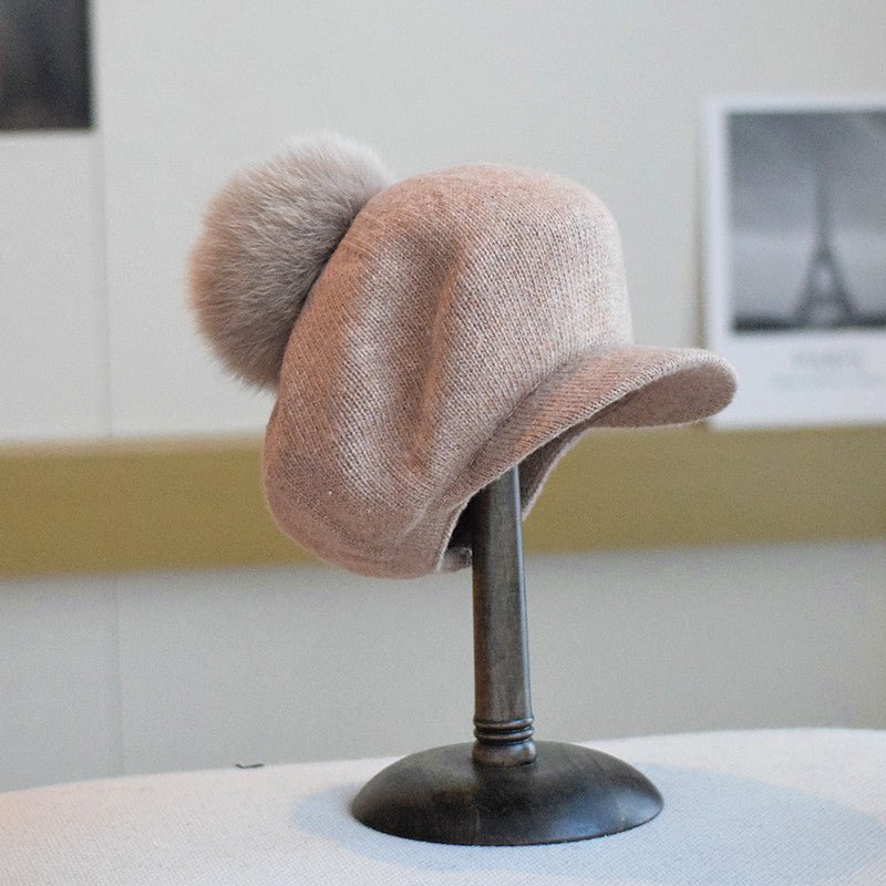 Soft Knitted Wool Ball Beret Retro Korean Type Hat - Urban Caps