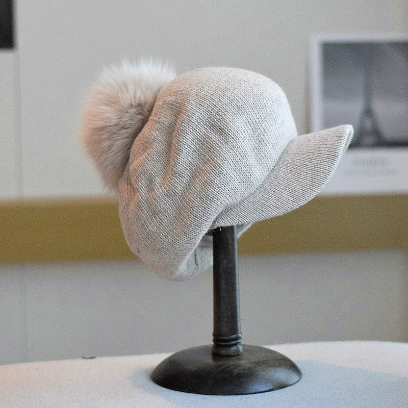 Soft Knitted Wool Ball Beret Retro Korean Type Hat - Urban Caps