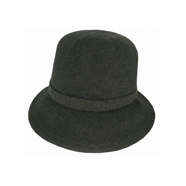 Sophia – Boiled Wool Cloche Hat with Gathered Back and Bow - Urban Caps