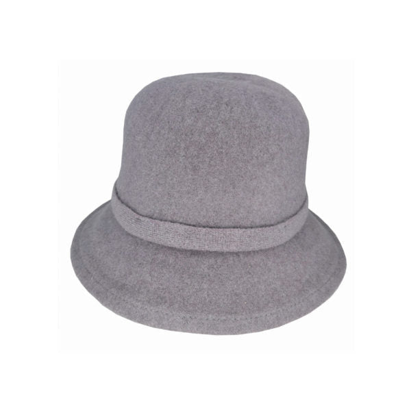 Sophia – Boiled Wool Cloche Hat with Gathered Back and Bow - Urban Caps