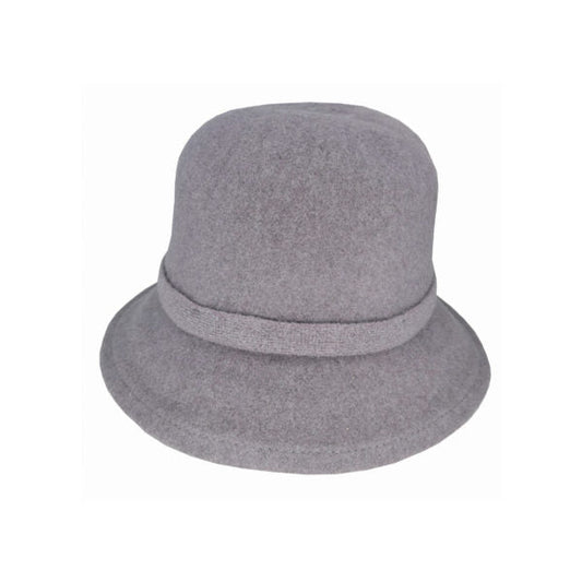Sophia – Boiled Wool Cloche Hat with Gathered Back and Bow - Urban Caps
