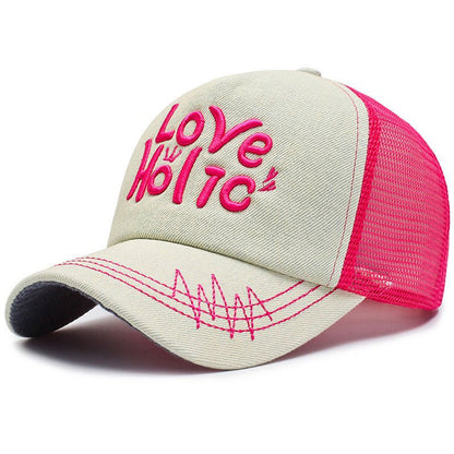 Spring And Summer Fashion Embroidery Alphabet Peaked Cap Outdoor Travel - Urban Caps