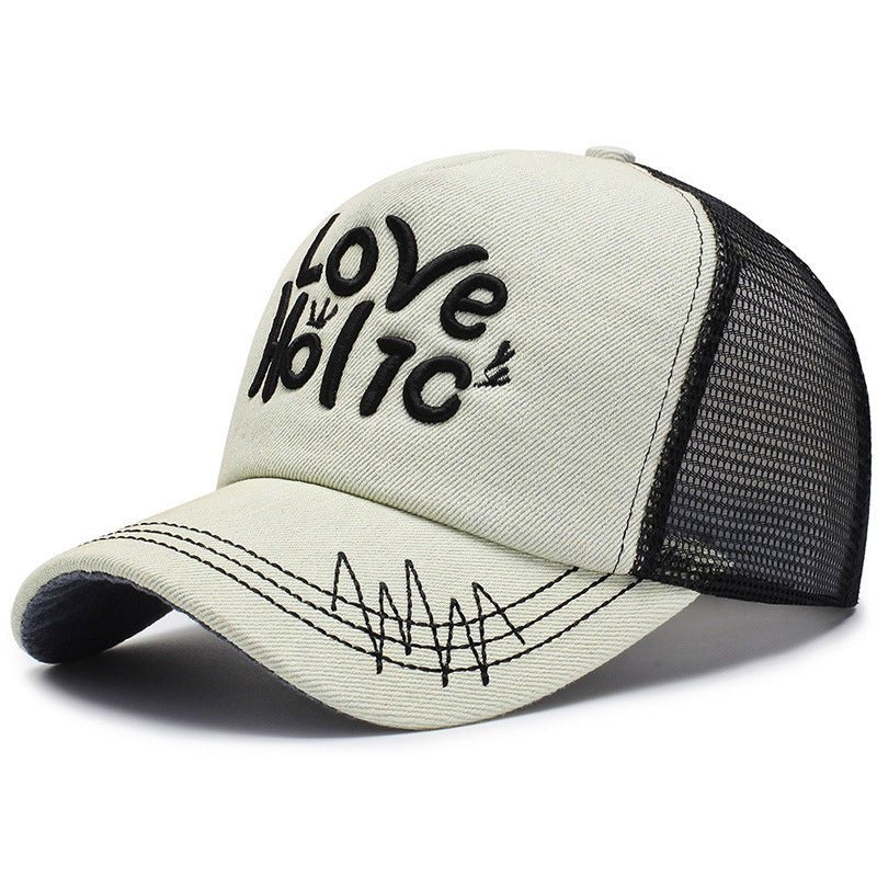 Spring And Summer Fashion Embroidery Alphabet Peaked Cap Outdoor Travel - Urban Caps