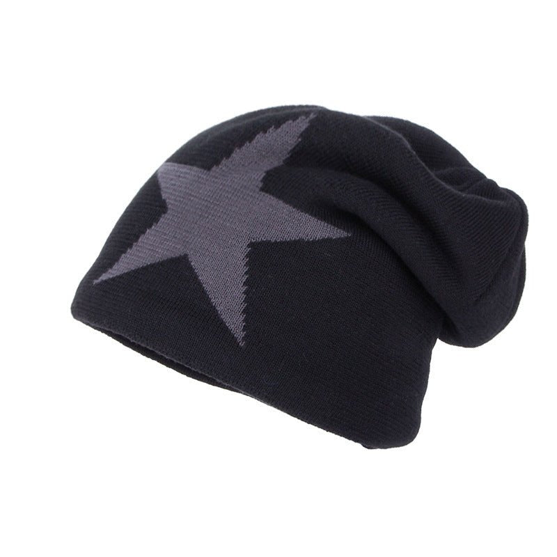 Star Patch Fleece Beanie – Warm Knitted Wool Hat with Bold Five - Point Design - Urban Caps