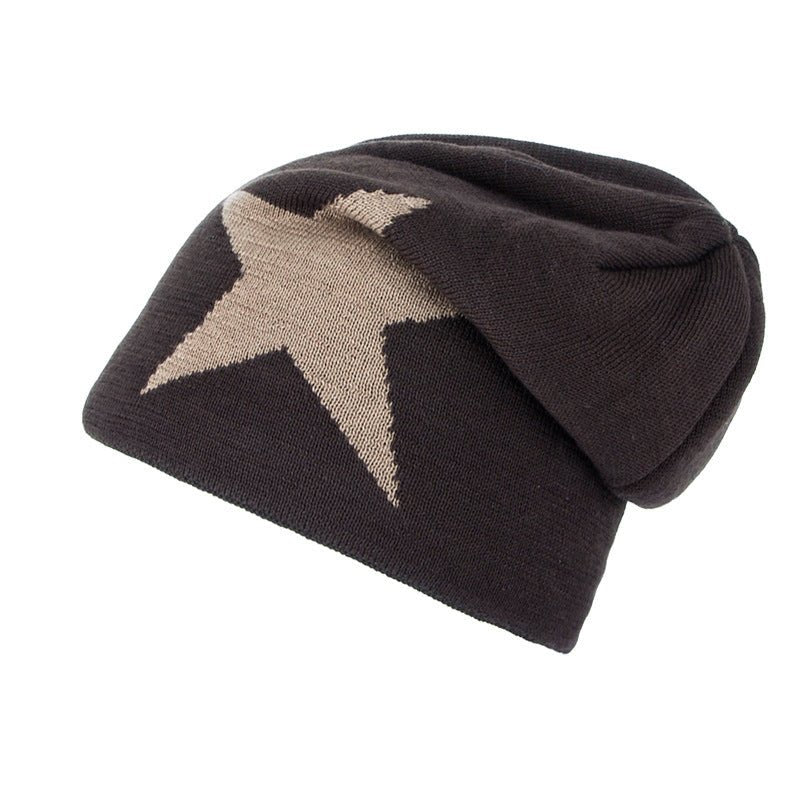 Star Patch Fleece Beanie – Warm Knitted Wool Hat with Bold Five - Point Design - Urban Caps