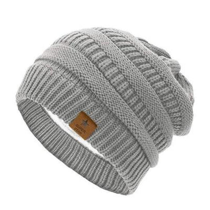 Star Patch Knit Beanie – Warm Woolen Outdoor Hat with Five - Point Star Design - Urban Caps