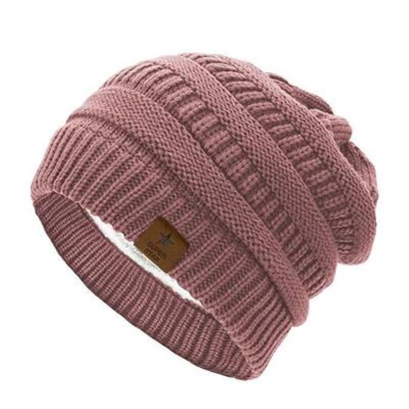 Star Patch Knit Beanie – Warm Woolen Outdoor Hat with Five - Point Star Design - Urban Caps