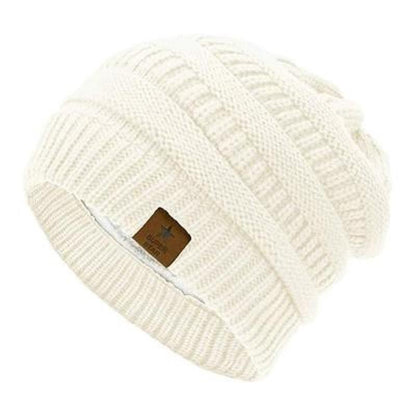 Star Patch Knit Beanie – Warm Woolen Outdoor Hat with Five - Point Star Design - Urban Caps