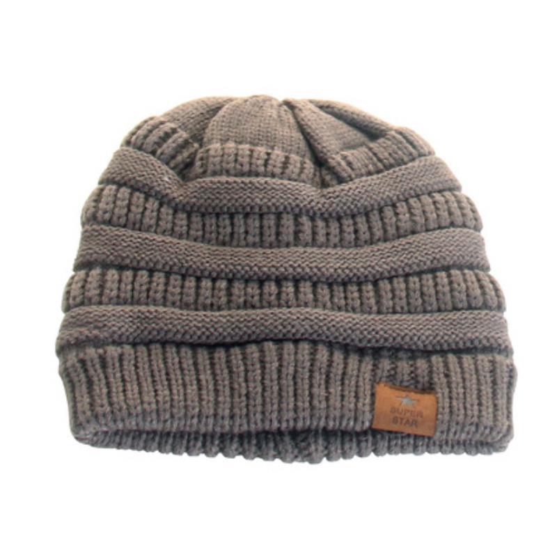 Star Patch Knit Beanie – Warm Woolen Outdoor Hat with Five - Point Star Design - Urban Caps