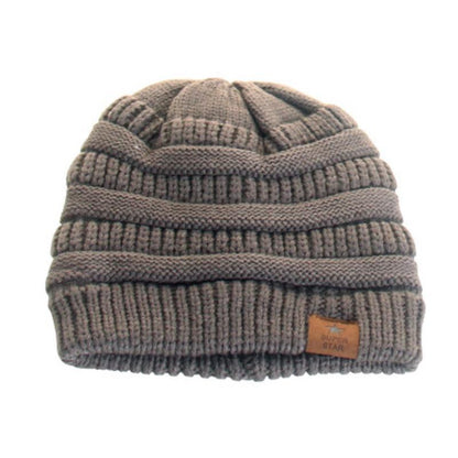 Star Patch Knit Beanie – Warm Woolen Outdoor Hat with Five - Point Star Design - Urban Caps