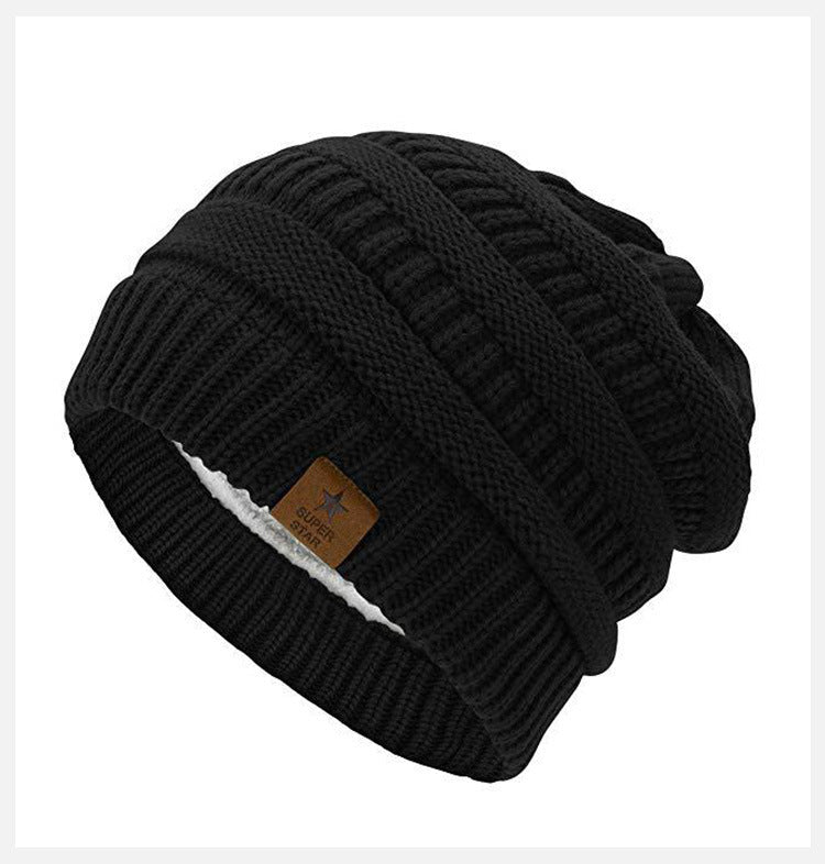 Star Patch Knit Beanie – Warm Woolen Outdoor Hat with Five - Point Star Design - Urban Caps