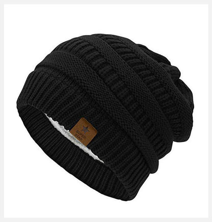 Star Patch Knit Beanie – Warm Woolen Outdoor Hat with Five - Point Star Design - Urban Caps