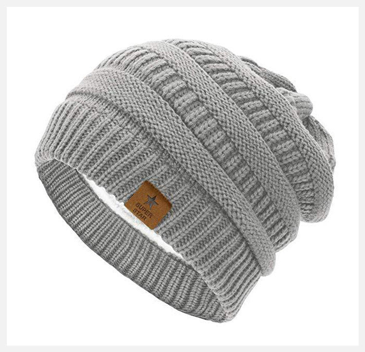 Star Patch Knit Beanie – Warm Woolen Outdoor Hat with Five - Point Star Design - Urban Caps