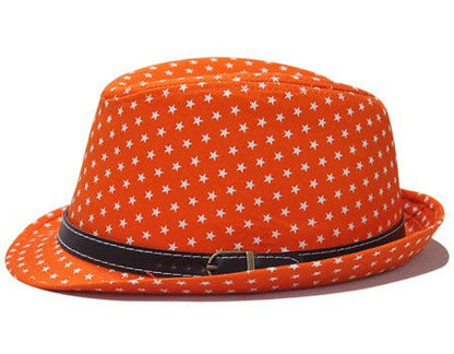 Star Print Hip Hop Belt Buckle Fedora Hat - Urban Caps
