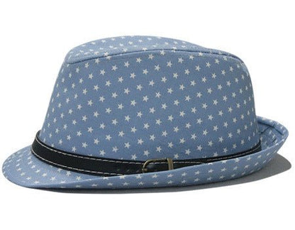 Star Print Hip Hop Belt Buckle Fedora Hat - Urban Caps