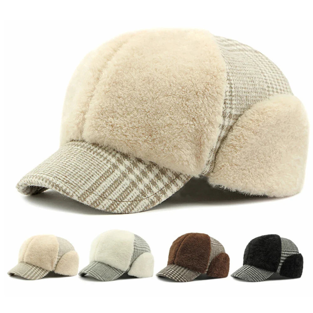 Stockholm Winter Earflaps Fur Baseball Cap - Warm Fur Lined Cap With Foldable Earflaps