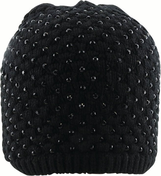 Stone - Embellished Acrylic Knit Beanie with Block Pattern - Urban Caps
