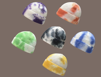 Streetwear Tie - Dye Beanie – Hong Kong Style Knit Wool Hat for Bold Winter Looks - Urban Caps