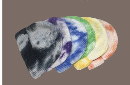 Streetwear Tie - Dye Beanie – Hong Kong Style Knit Wool Hat for Bold Winter Looks - Urban Caps