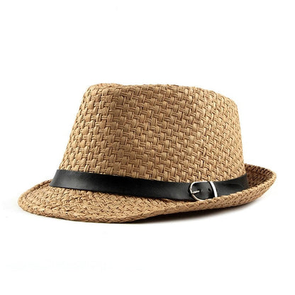 Summer Straw Trilby Hat - Lightweight Casual Sun Hat With Vegetable Fibre