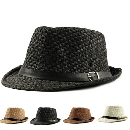 Summer Straw Trilby Hat - Lightweight Casual Sun Hat With Vegetable Fibre