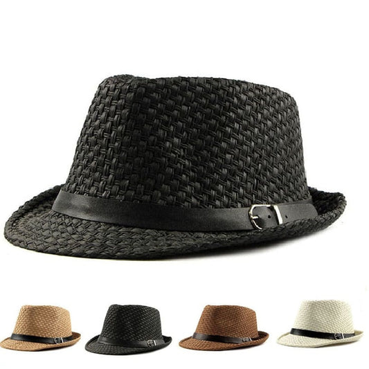 Summer Straw Trilby Hat - Lightweight Casual Sun Hat With Vegetable Fibre