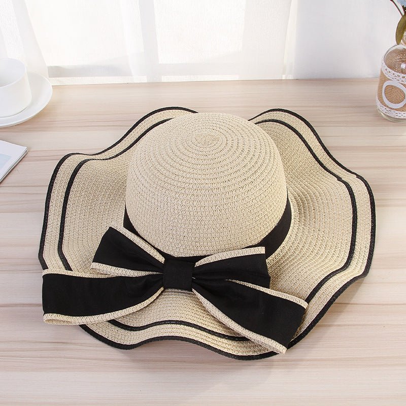 Summer Sun Hat Women Straw Hats Sunshade Panama Fashion Bow Beach Hat Foldable Travel Caps - Urban Caps