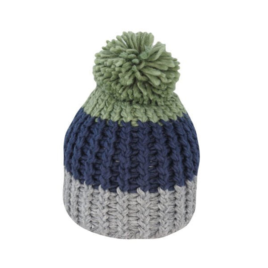 Tina – Chunky Stripe Acrylic Knit Beanie with Pom - Urban Caps