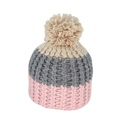 Tina – Chunky Stripe Acrylic Knit Beanie with Pom - Urban Caps