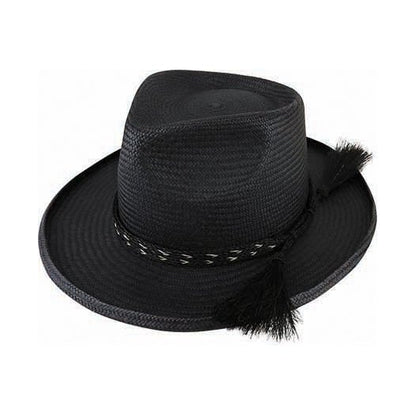 Turned Edge Teardrop Fedora Grade 3 – Toquilla Straw with Horse Hair Tassel - Urban Caps