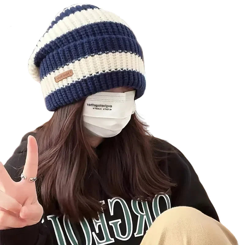 Urban Striped Knitted Beanie Handmade - Urban Caps