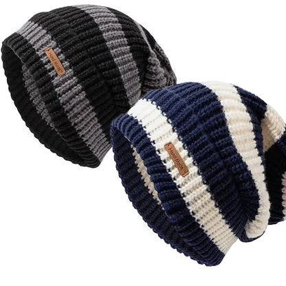 Urban Striped Knitted Beanie Handmade - Urban Caps