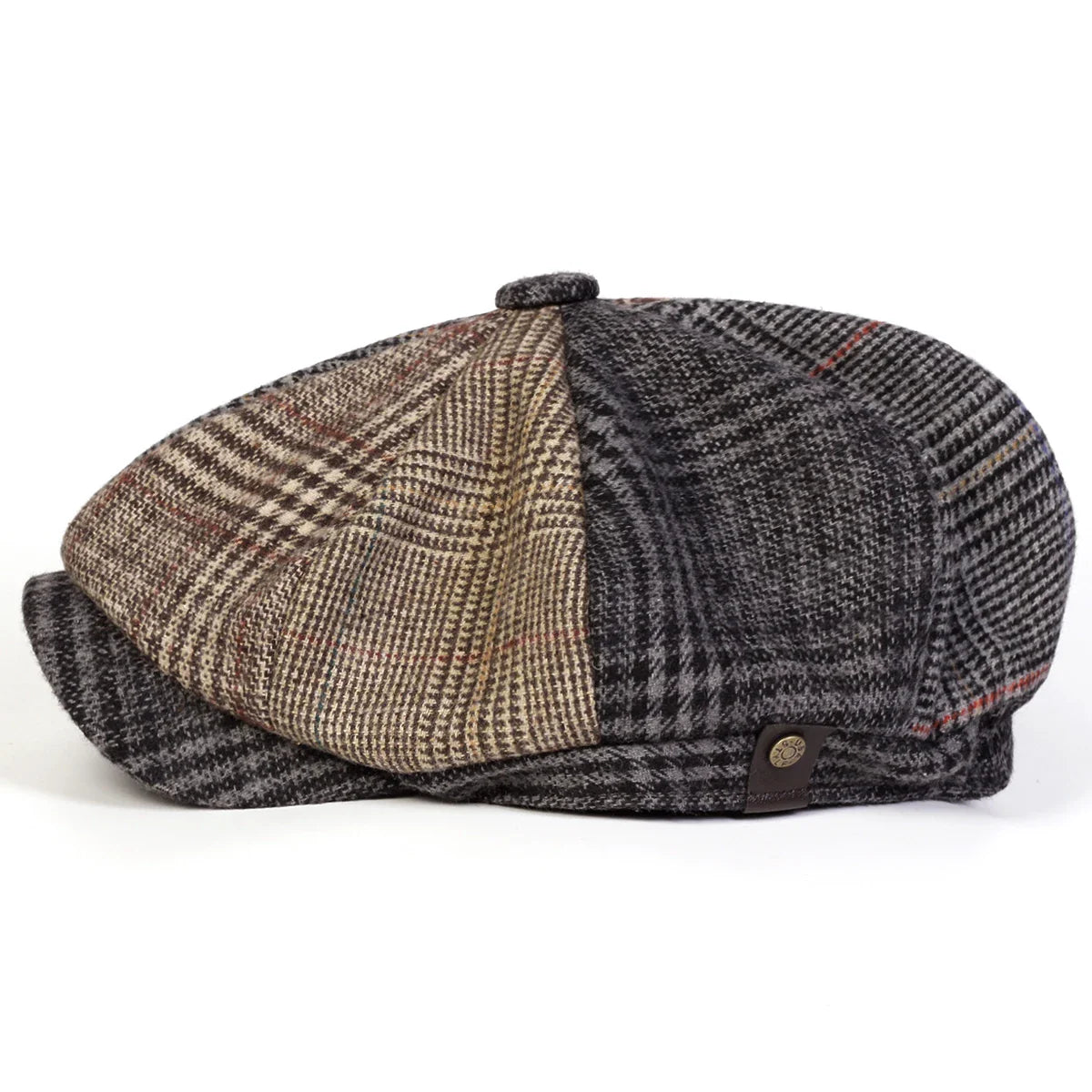 Vittorio Patchwork Tartan Newsboy Cap - Casual, Versatile Hat With Patchwork Texture