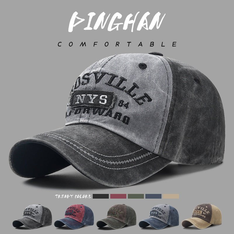 Wash And Make Old Letter Embroidered Duckbill Cap - Urban Caps