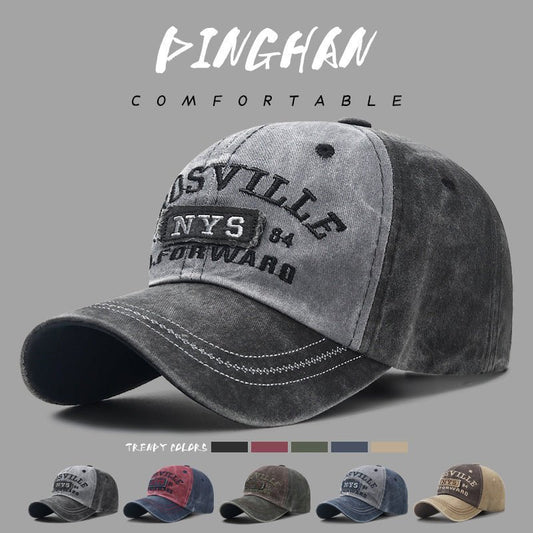 Wash And Make Old Letter Embroidered Duckbill Cap - Urban Caps