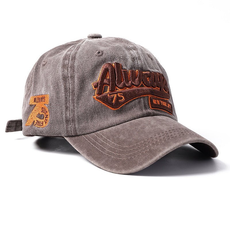 Washed Distressed Letters Embroidery Sun Baseball Hat - Urban Caps