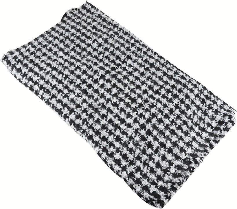 Wide Brushed Acrylic Houndstooth Scarf with Fringe - Urban Caps