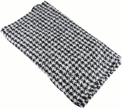 Wide Brushed Acrylic Houndstooth Scarf with Fringe - Urban Caps