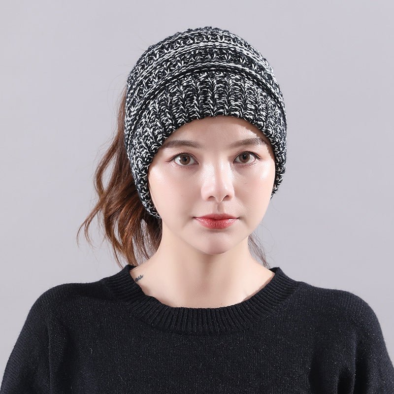 Winter Visor Beanie – Warm Knitted Wool Hat with Open Top Design - Urban Caps
