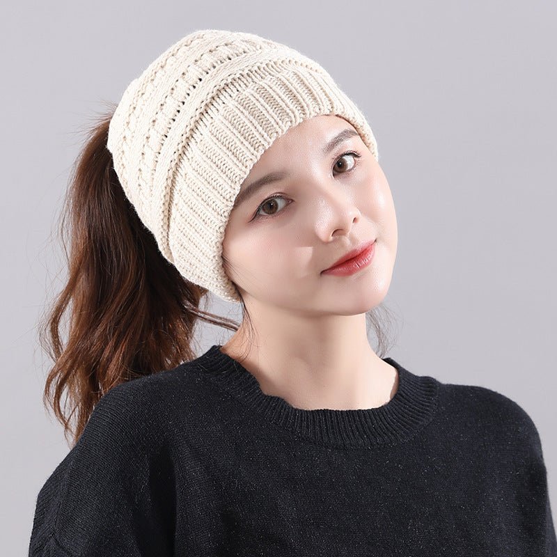 Winter Visor Beanie – Warm Knitted Wool Hat with Open Top Design - Urban Caps