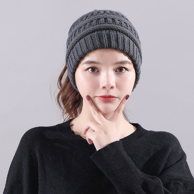 Winter Visor Beanie – Warm Knitted Wool Hat with Open Top Design - Urban Caps